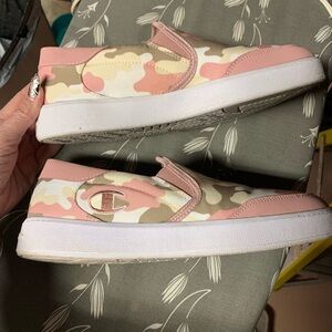 Like New Champion Women's Camouflage Slip-On Sneakers - Pink and Tan